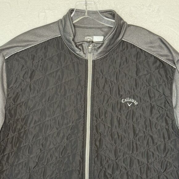 Callaway Quilted Golf Jacket Full Zip Mens XXL 2XL Gray/ Black - Polyester - Picture 2 of 14